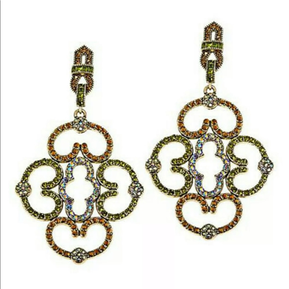 Heidi Daus Multicolored Crystal Scrollwork Drop Earrings